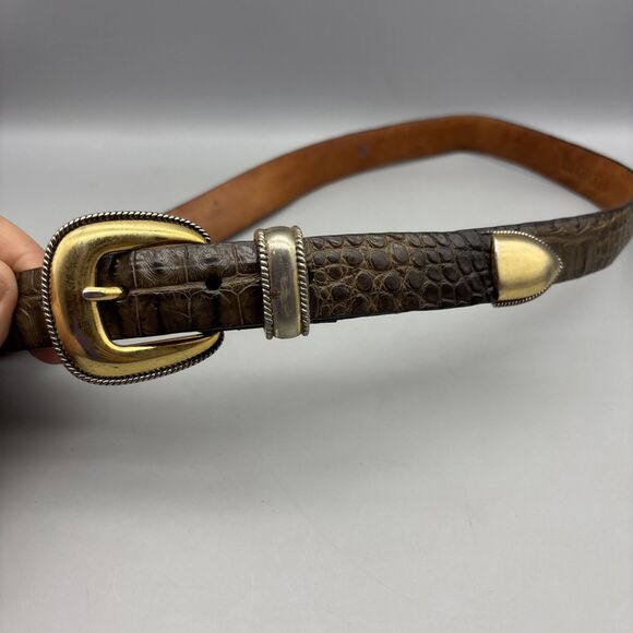 WORTH Made in USA Brown Brown Womens Genuine Alligator Gold Buckle Belt Small 35 main image 5